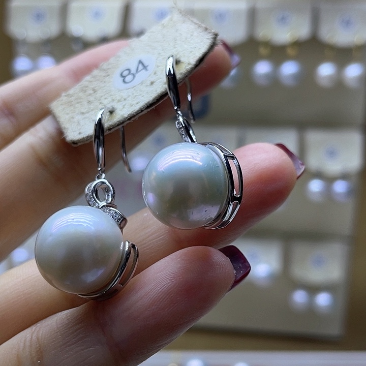 淡水珍珠耳饰银S925镶嵌