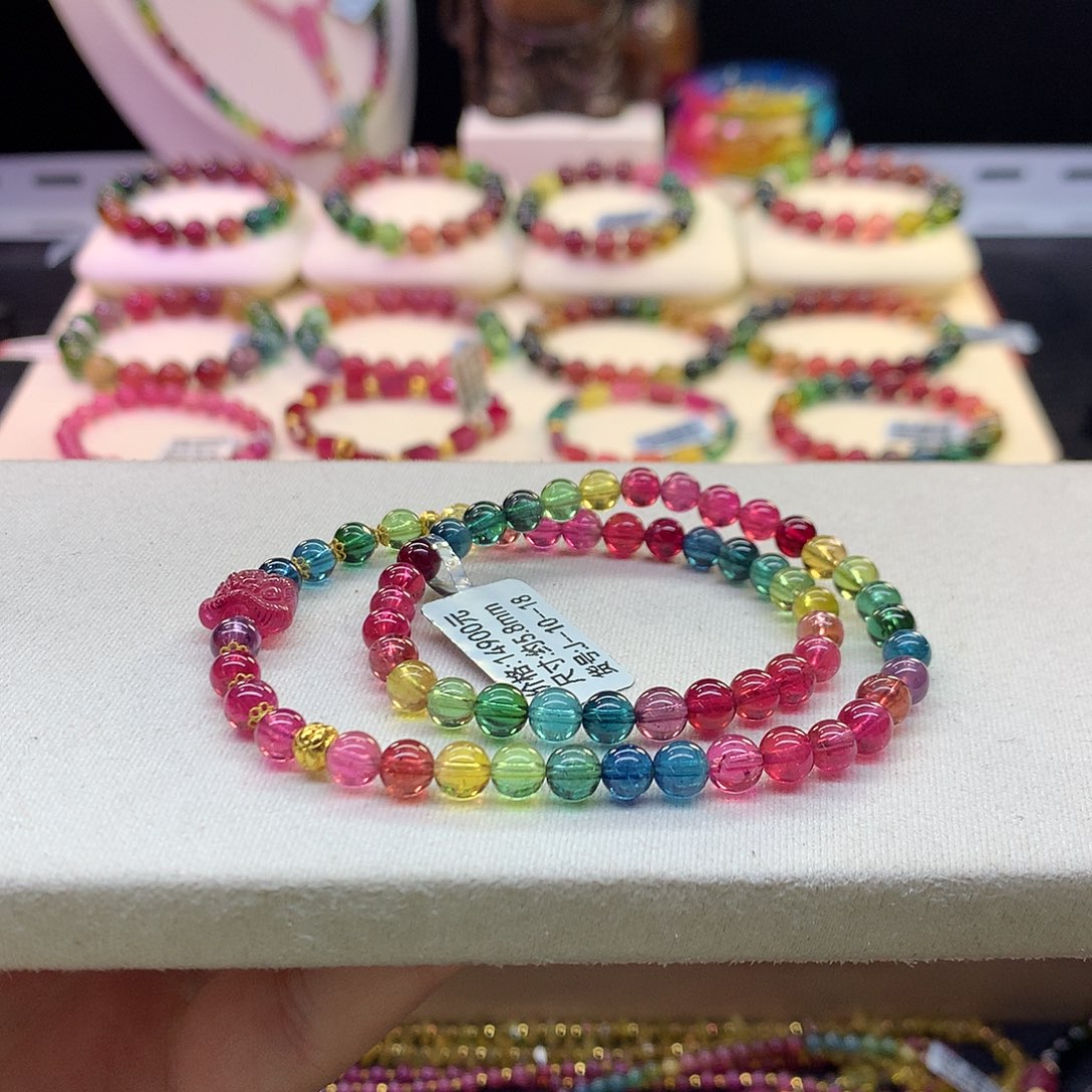 手串碧玺未镶嵌彩虹色标5.8mm