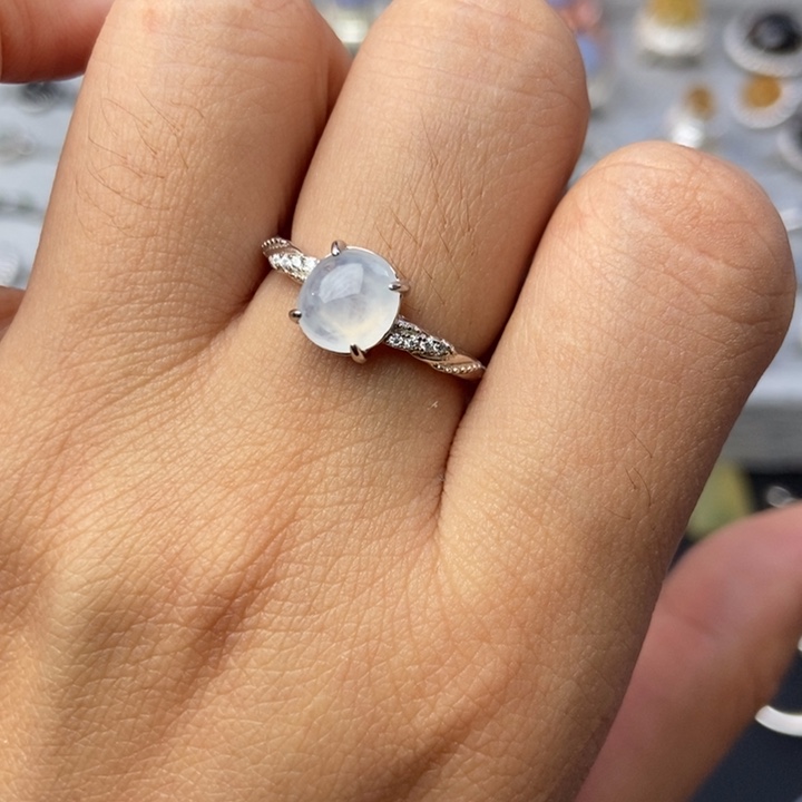 翡翠戒指银S925镶嵌戒指