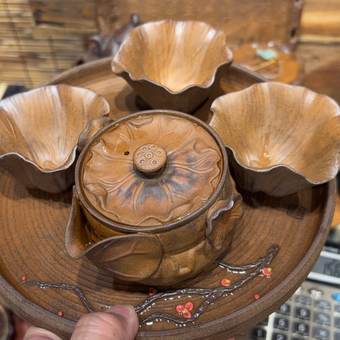 复古风格老陶泥系列茶盘茶具摆件