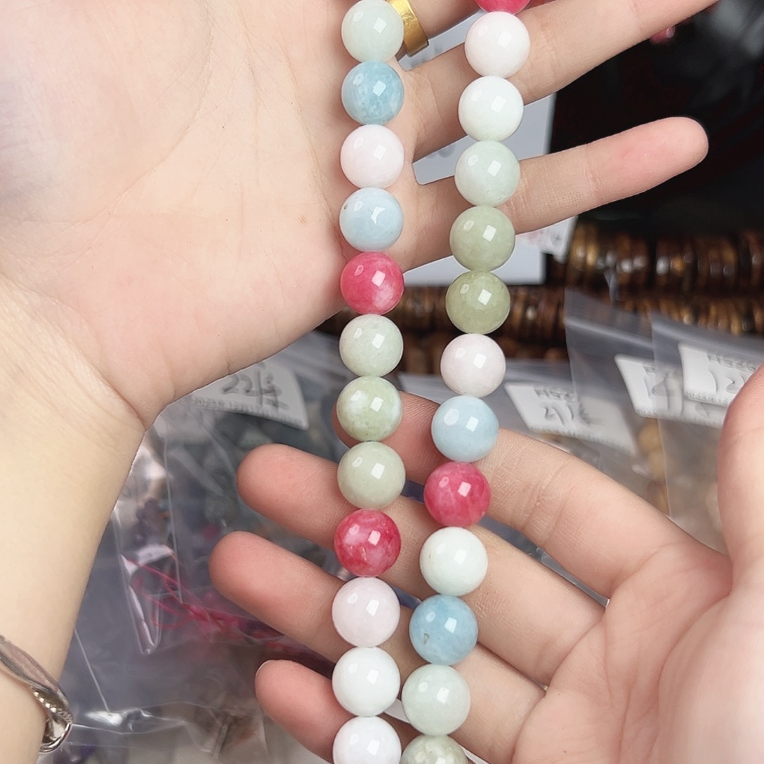 玛瑙/玉髓合金珠宝半成品h530 12m 马卡龙圆珠玛瑙一条