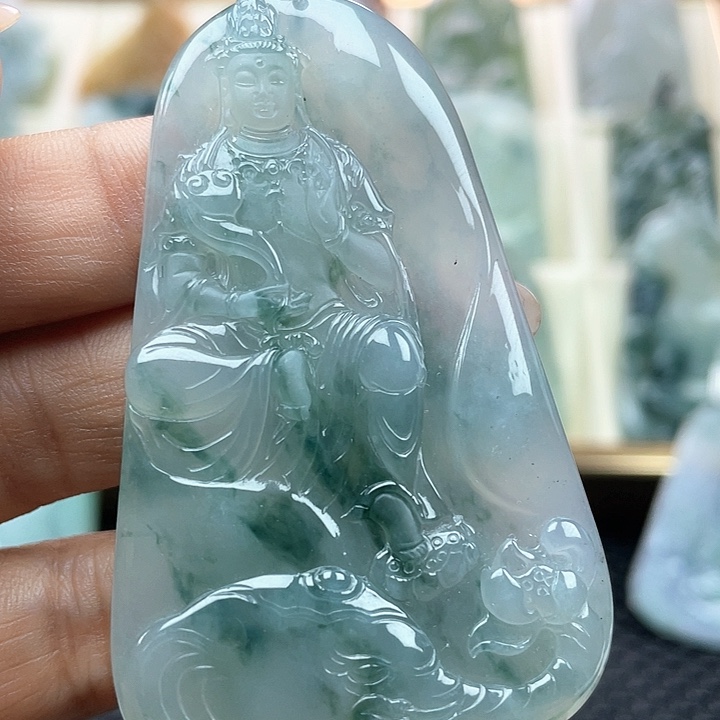 颈饰未镶嵌翡翠天然翡翠A货普贤菩萨