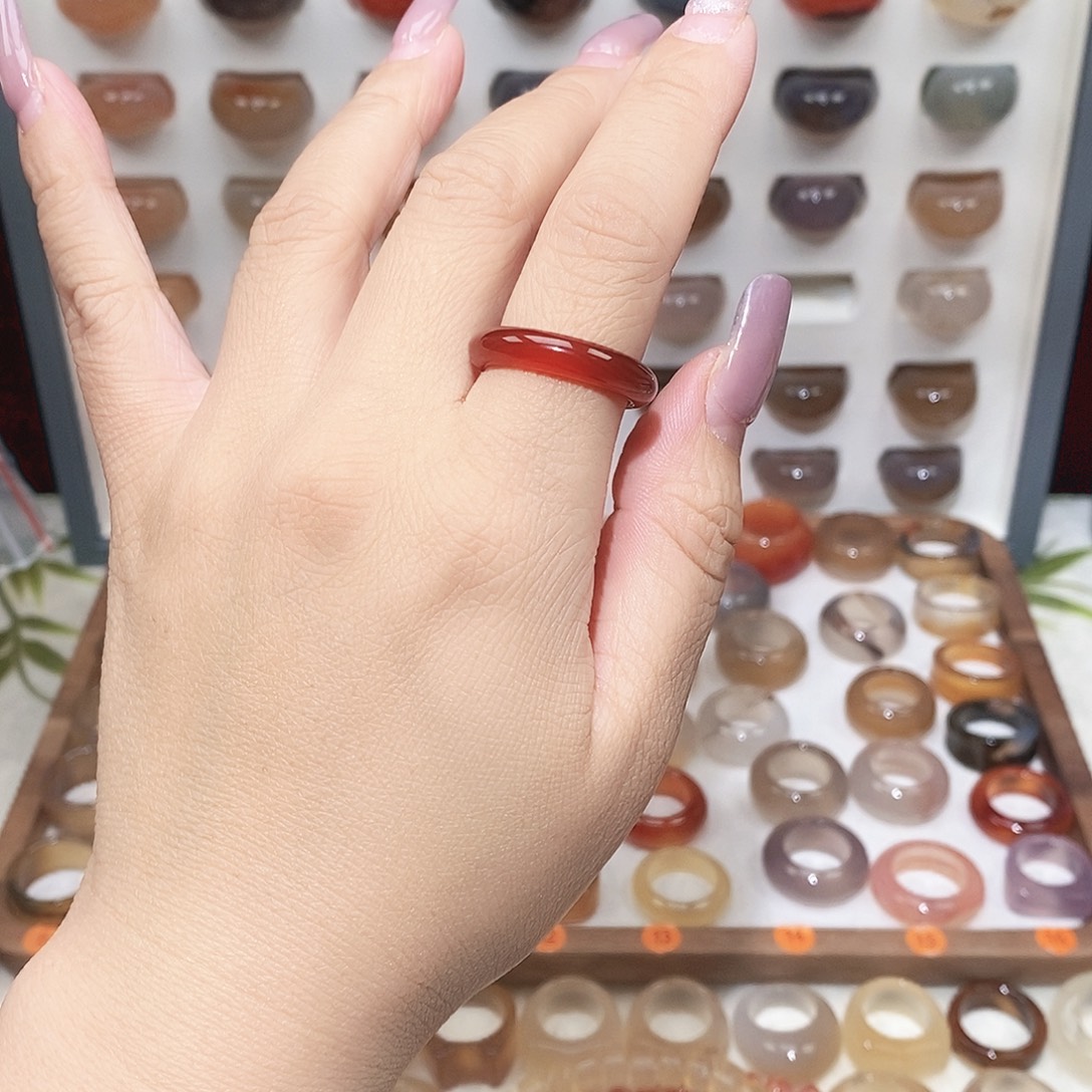 紫***风玛瑙/玉髓未镶嵌戒指港20