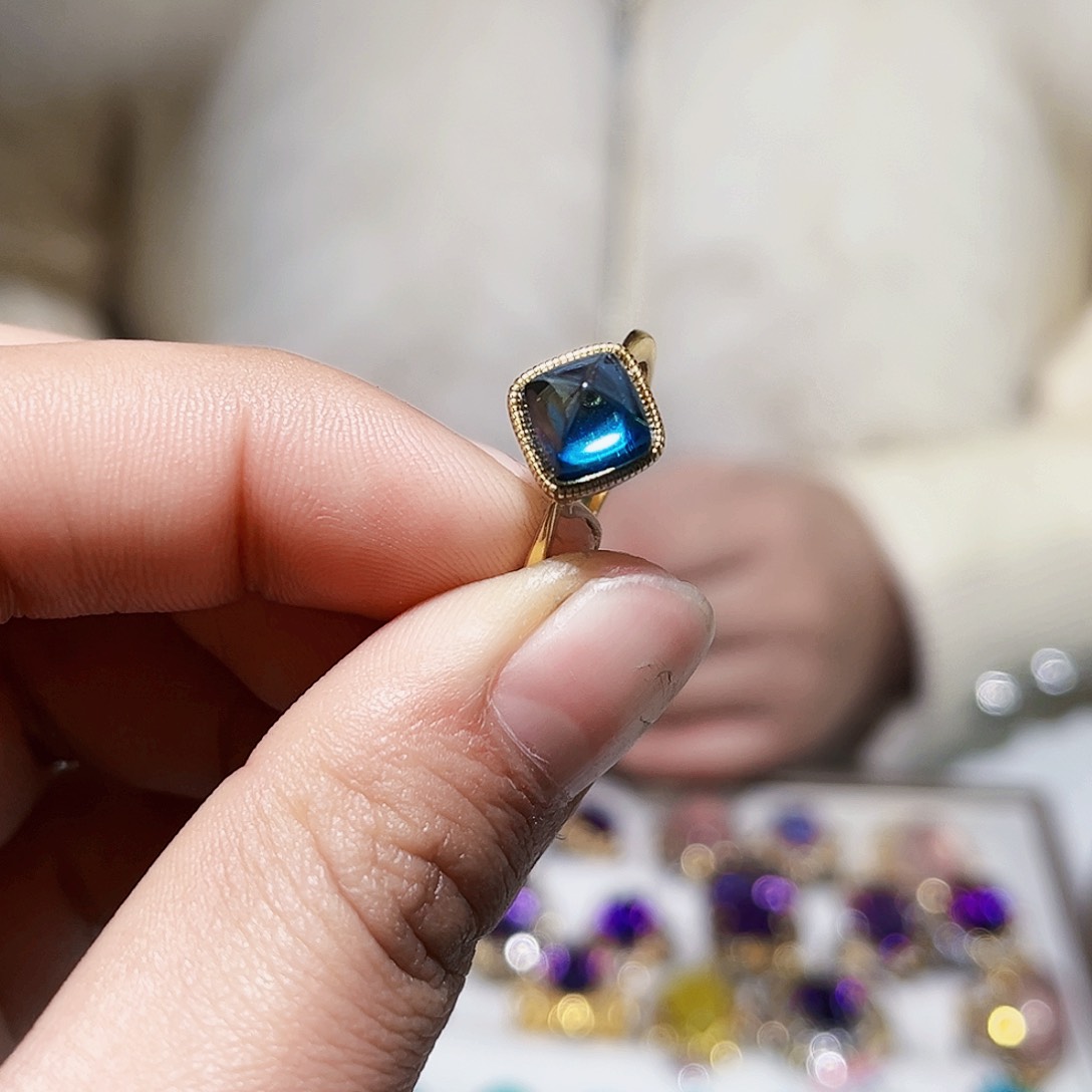 托帕石戒指银S925镶嵌天然