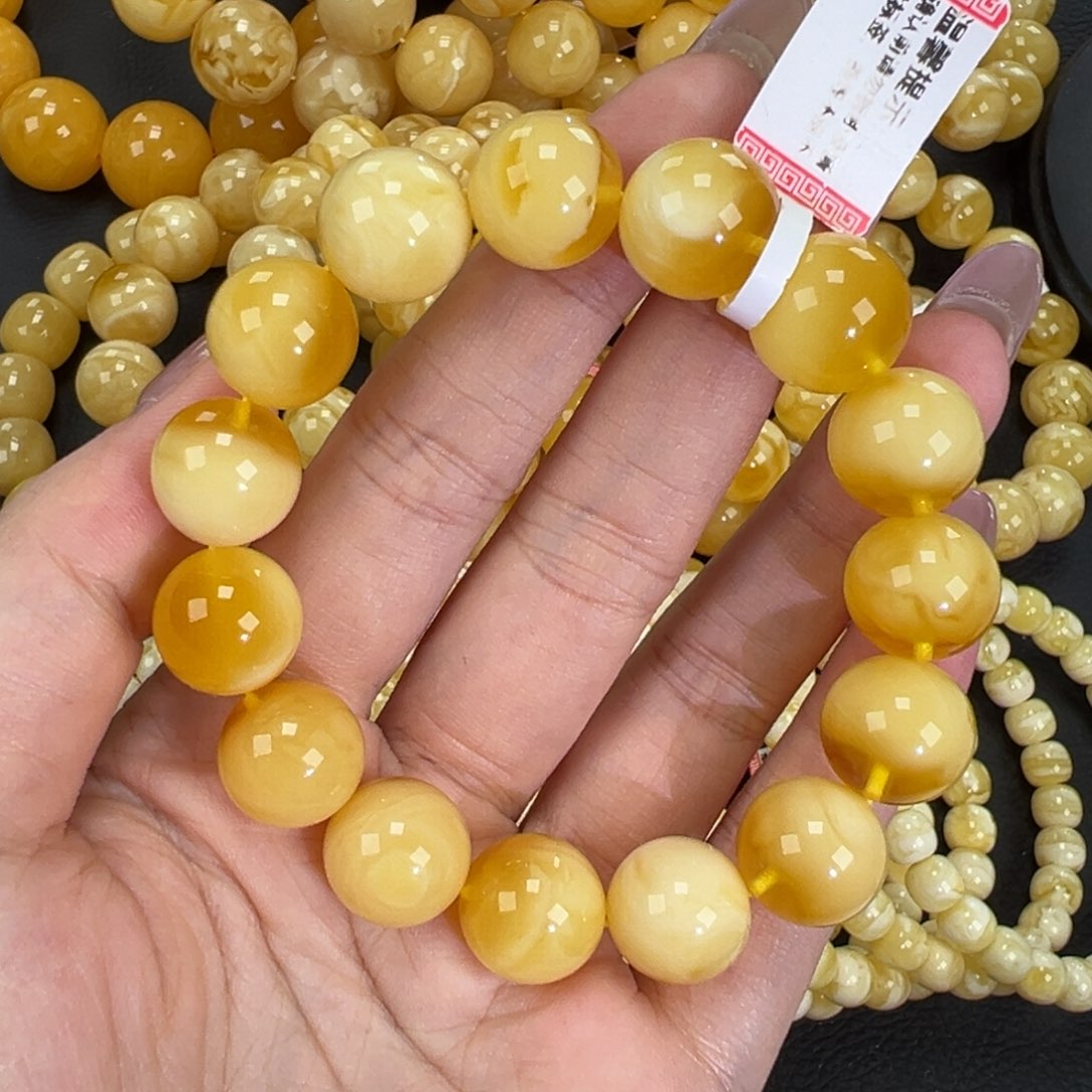 琥珀未镶嵌手链22金白