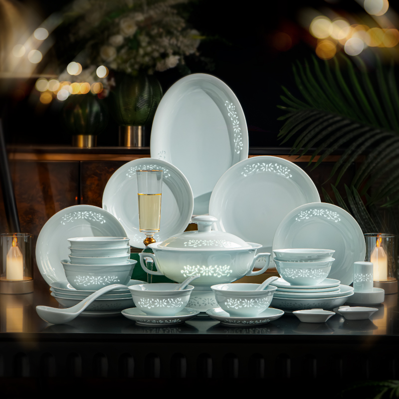 餐具套装 景德镇青瓷釉下彩碗碟家用 宴请高档中式结婚乔迁礼盒
