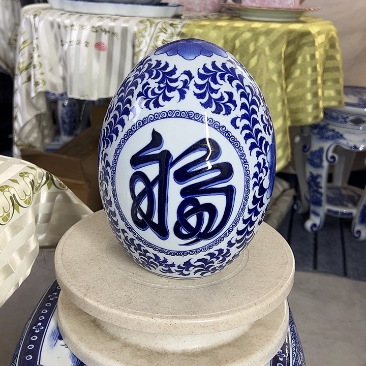 摆件青花瓷手工手绘高温釉下彩家居摆件