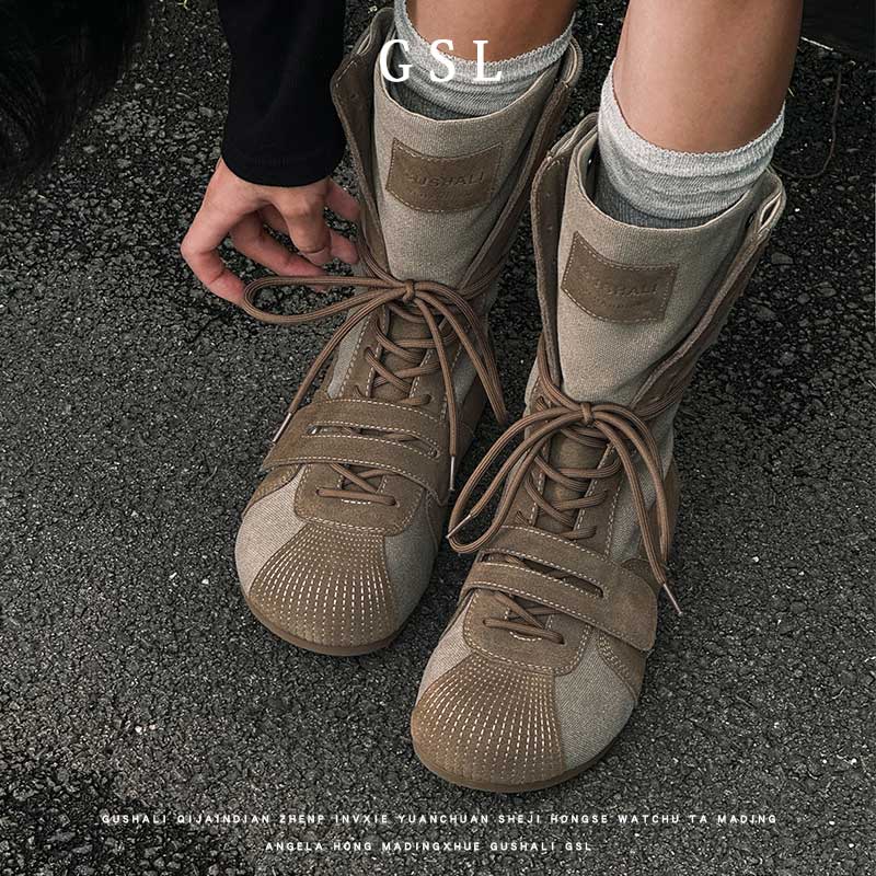 【鹿鸣系列】靴子秋季女款复古工装马丁靴厚底内增高单靴女鞋百搭