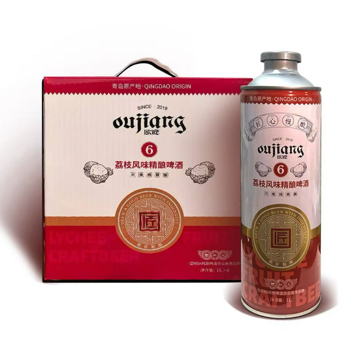 青岛原产地荔枝风味精酿啤酒1L*6/箱