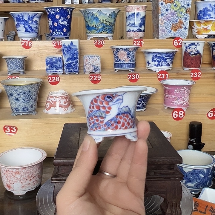 墨奈手绘陶瓷花盆内口5高4.5