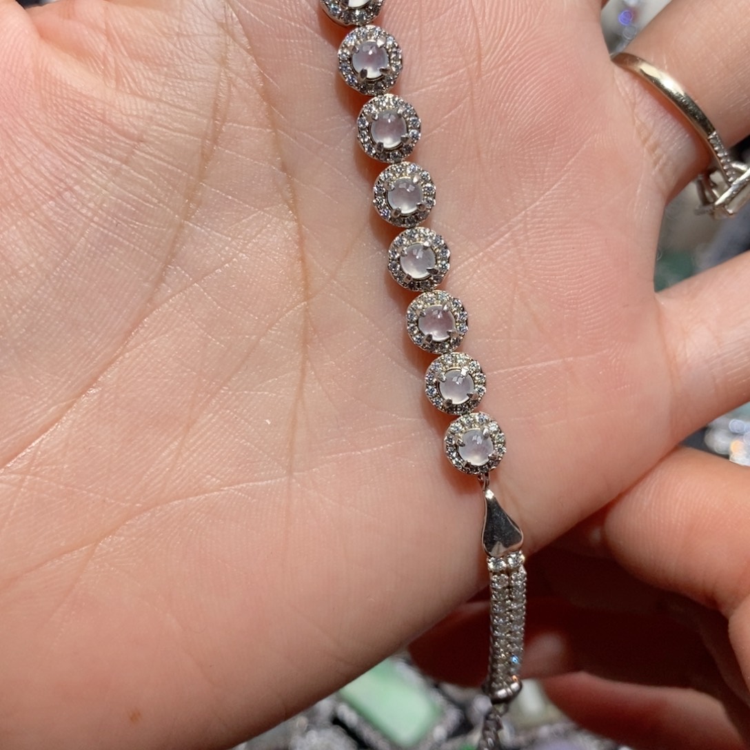 银S925镶嵌翡翠手链小**支c c c