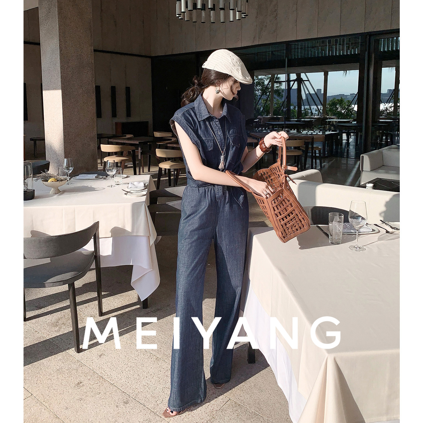 美洋MEIYANG 红豆豆套装【商场同款】 洗翻领无袖马甲/休闲裤-周五