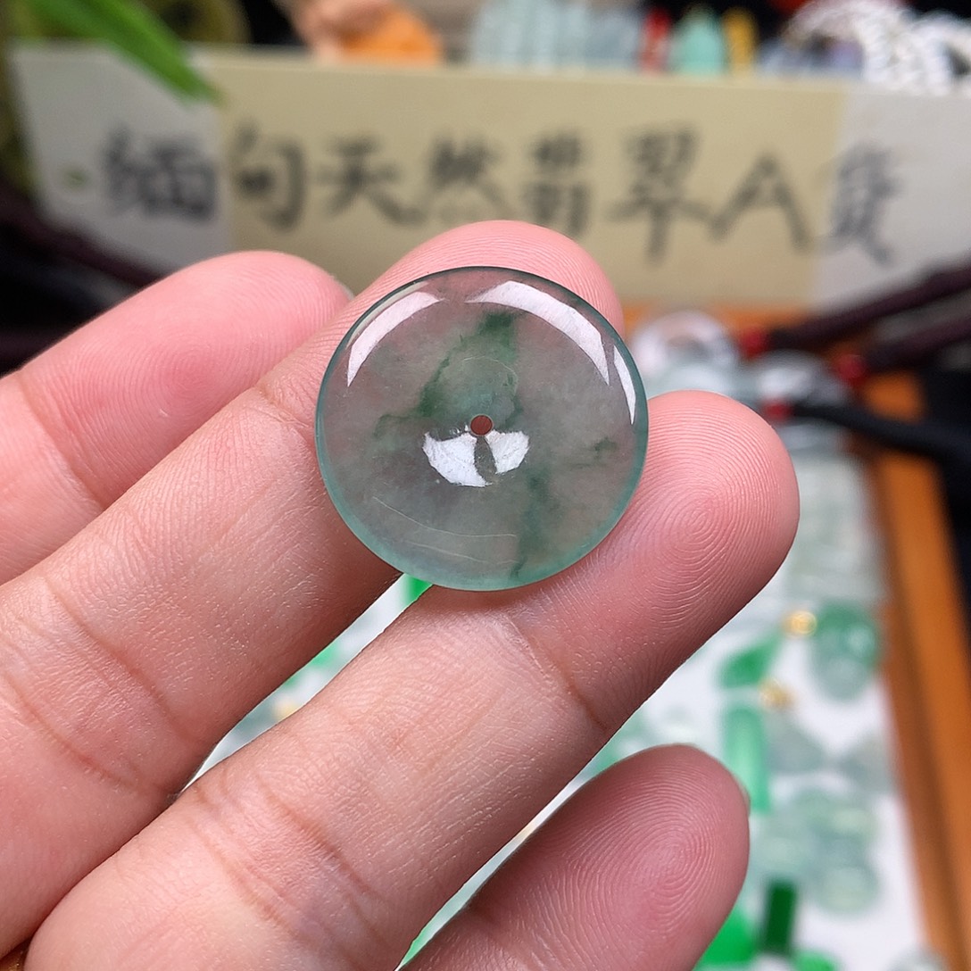 翡翠散珠缅甸天然A货翡翠冰种平安扣