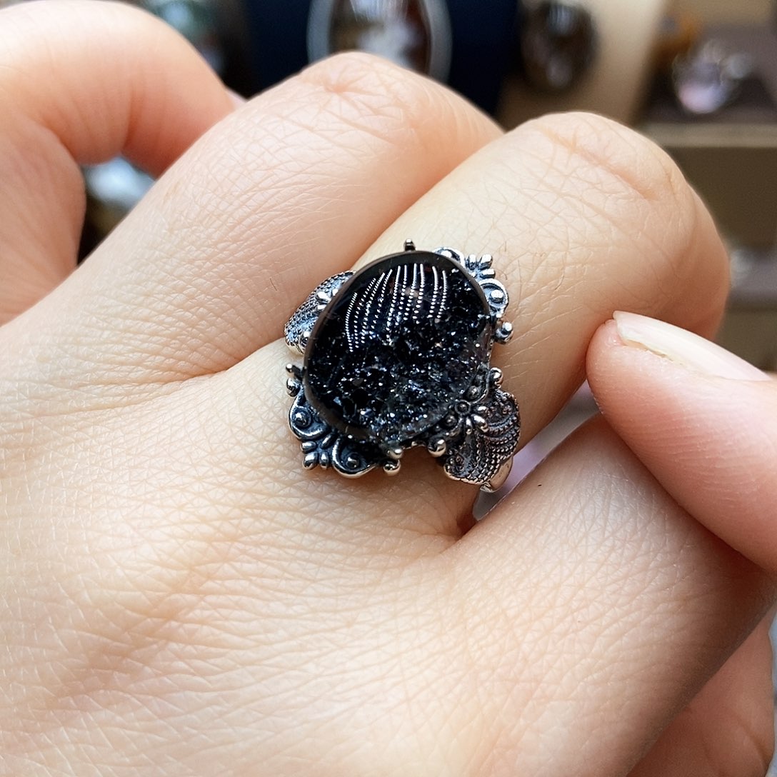 水晶戒指银S925镶嵌张*戒指