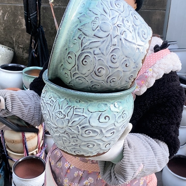 紫砂花盆瑕疵口20高16瑕疵