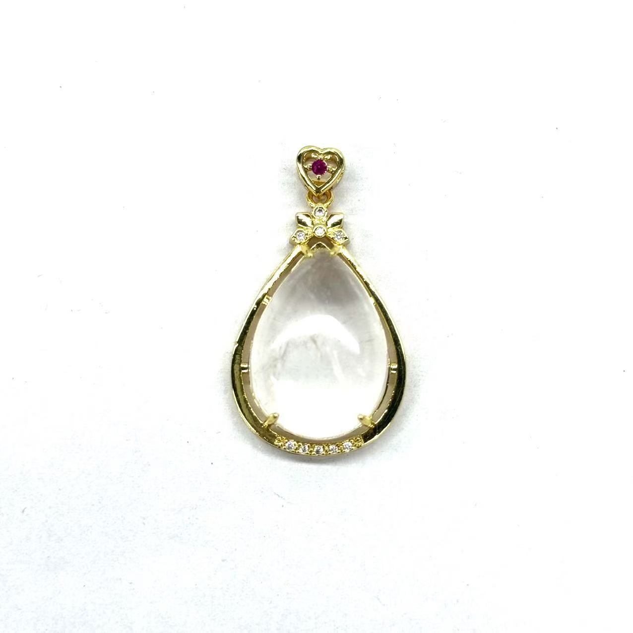 c1389-国风设计款白幽灵水晶水滴吊坠-赠礼盒-赠链