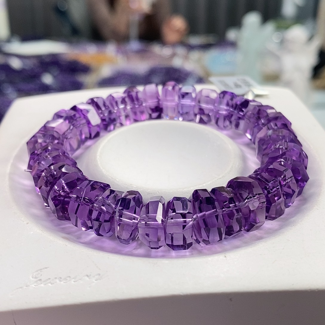 未镶嵌手串水晶巴西紫水晶烟花切12M