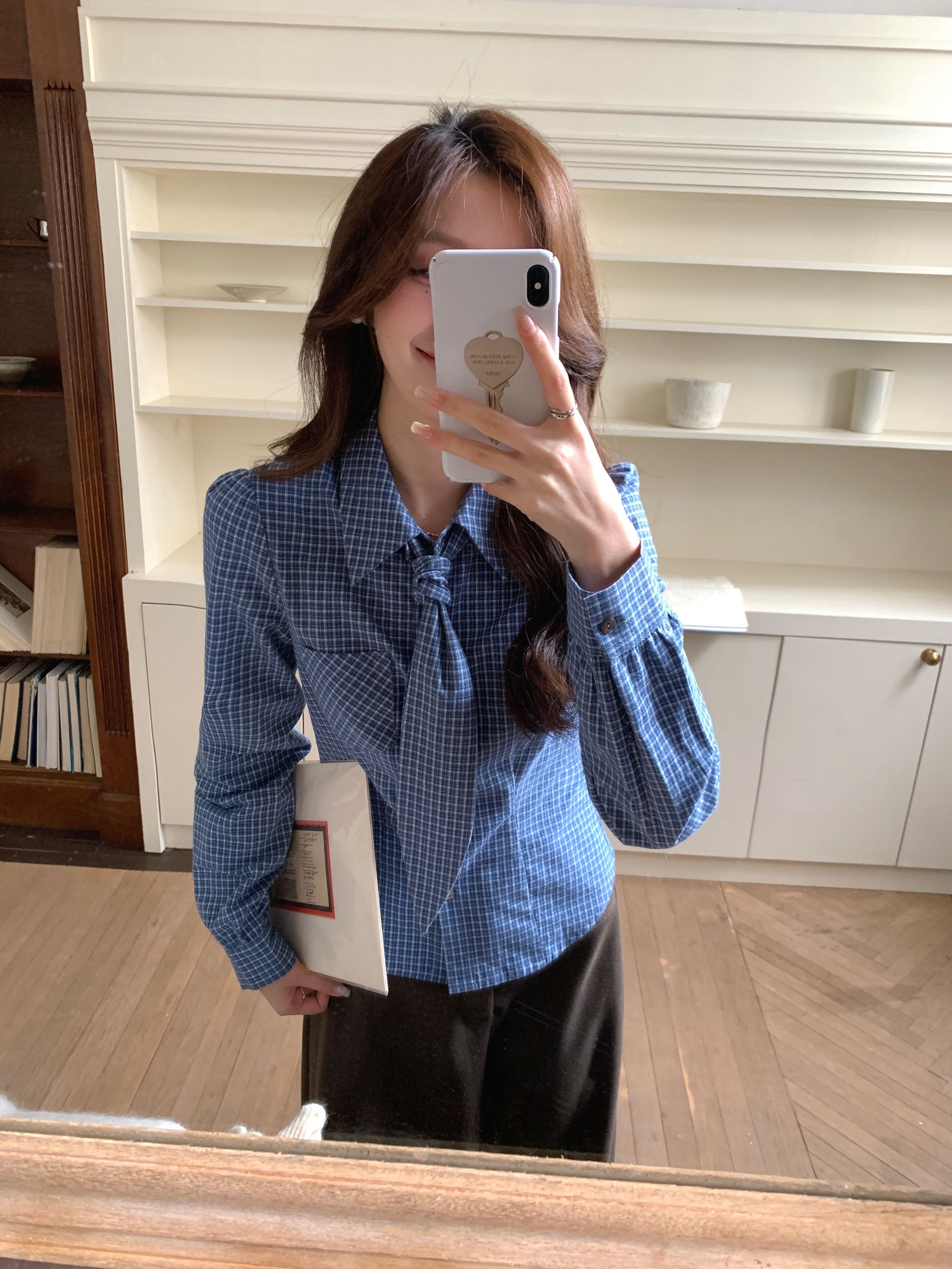 Even一雯【失重睡眠】韩系高智感100棉蓝格纹百搭休闲简约叠搭衬衫