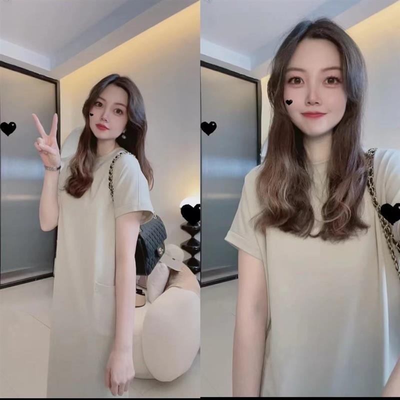 简约高级感垂顺不挑人连衣裙裙子百搭显瘦宽松口袋直筒裙女