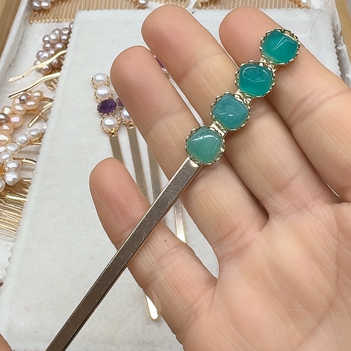 淡水珍珠发饰银S925镶嵌