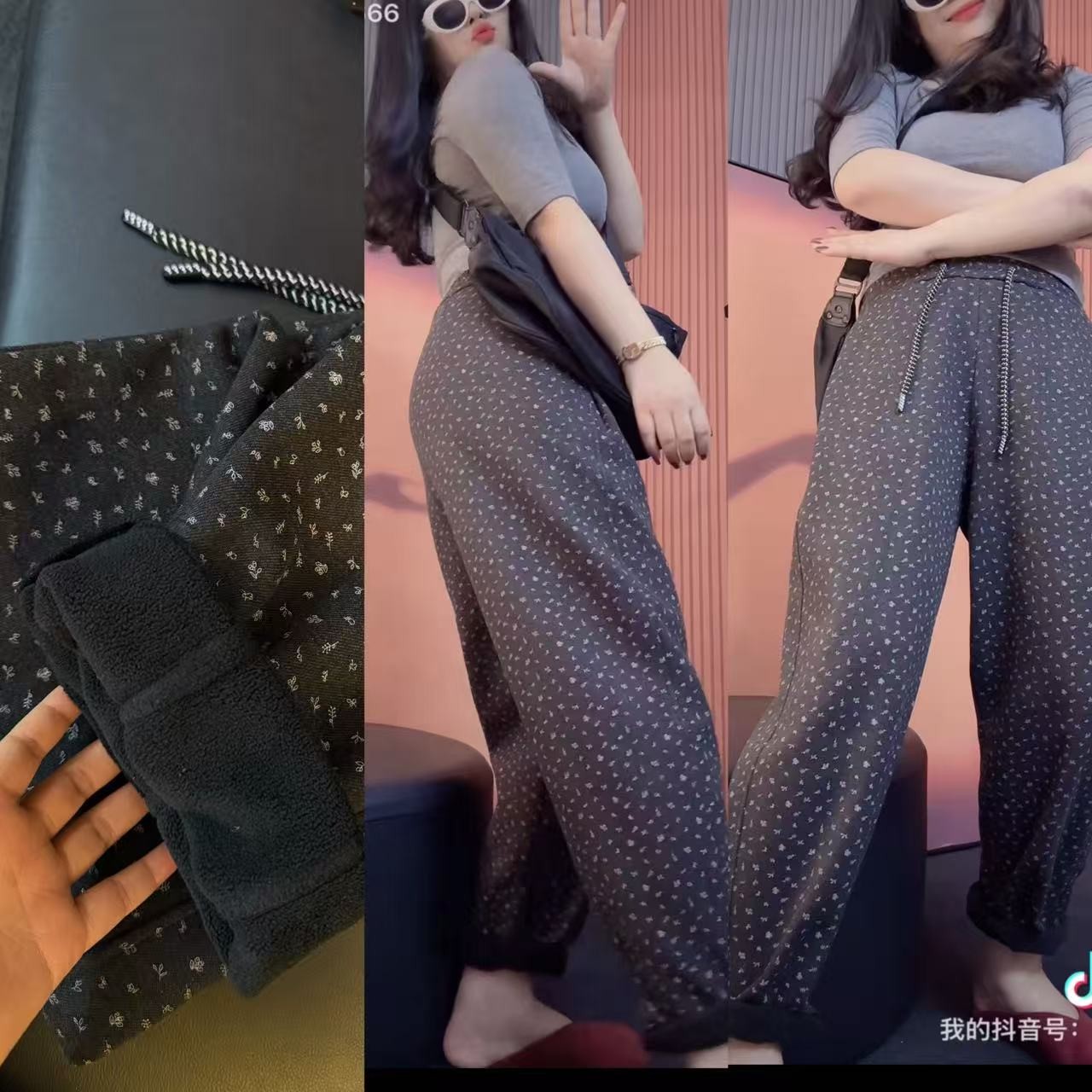 【欧千金】冬季新款加厚加绒金雕碎花 加欧洲山羊 绒棉 弹性休闲裤