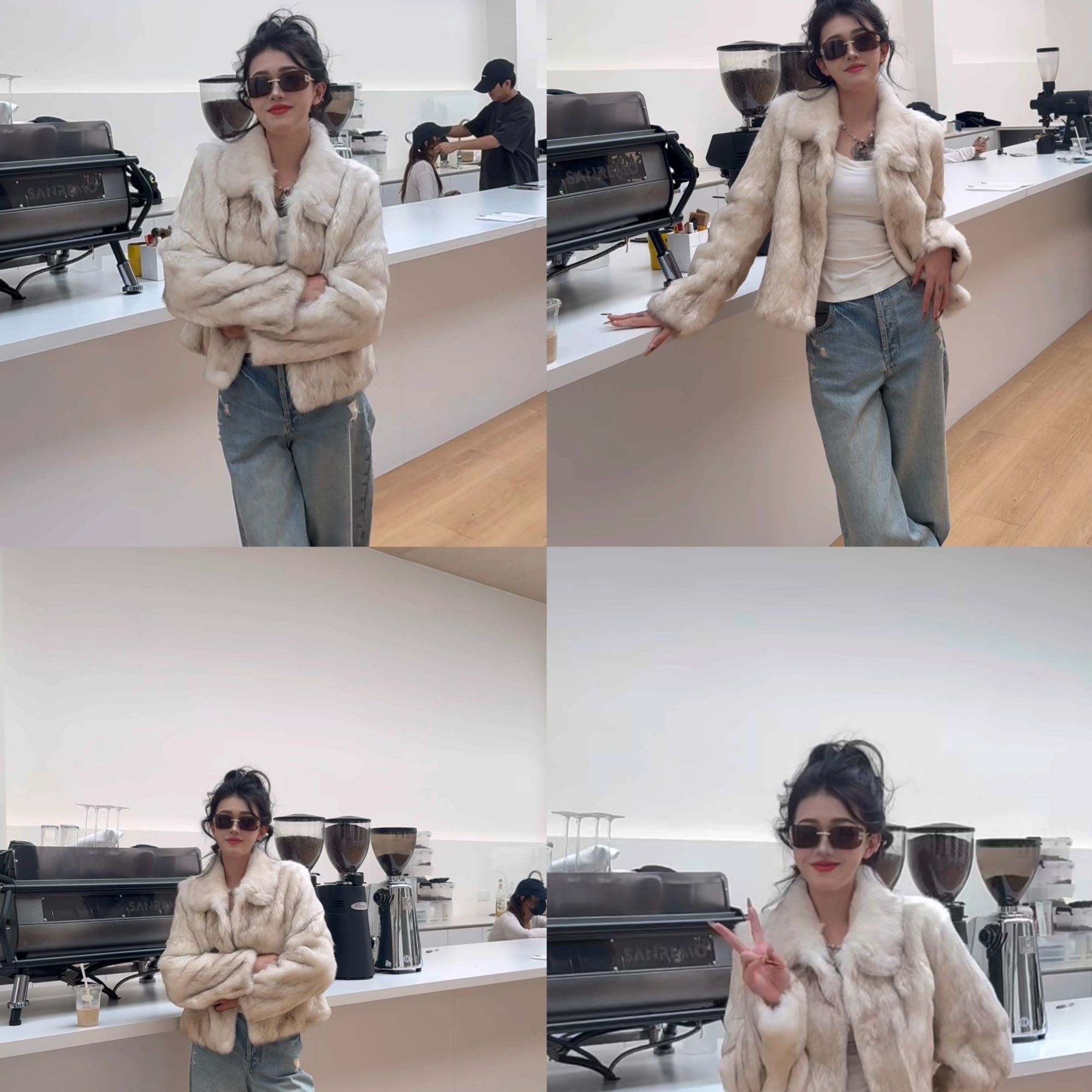 “千禧板栗”新款老钱风中古时尚兔毛外套