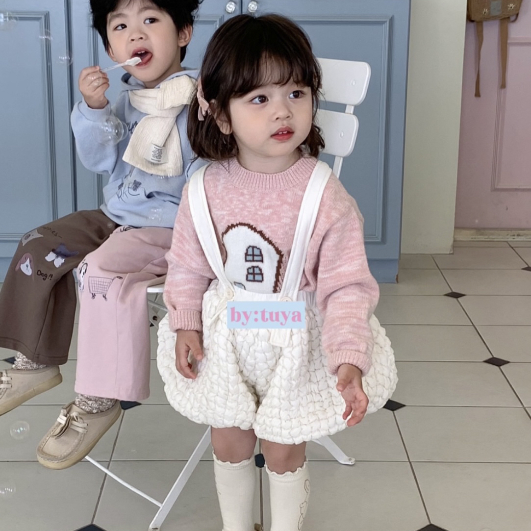 FFC·【小涂鸦】25秋儿童米色花苞背带裤
