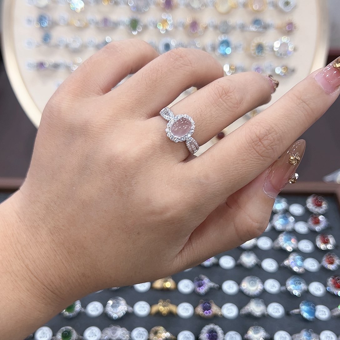 蛇纹石玉戒指银S925镶嵌