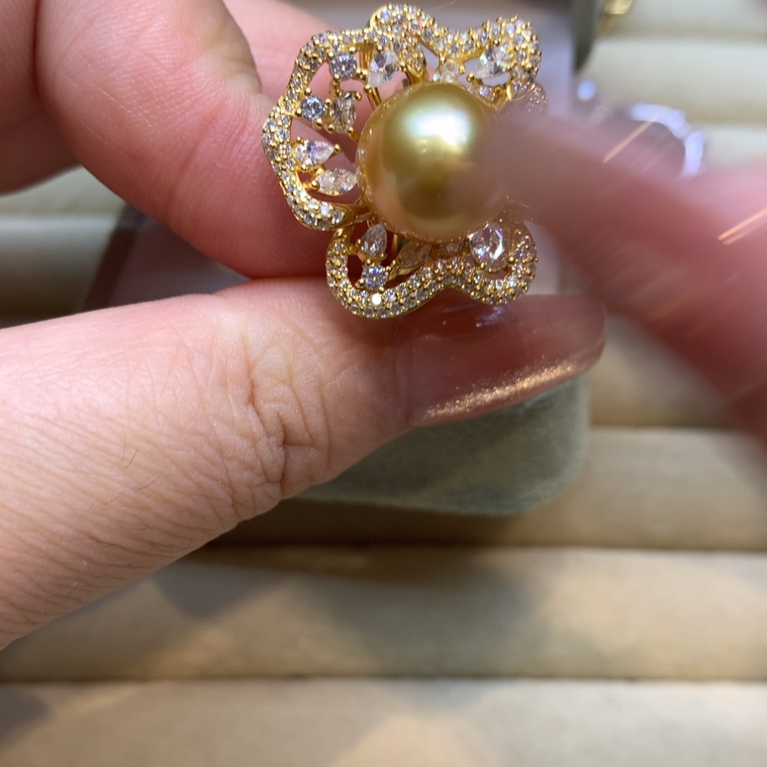 银S925镶嵌戒指海水珍珠