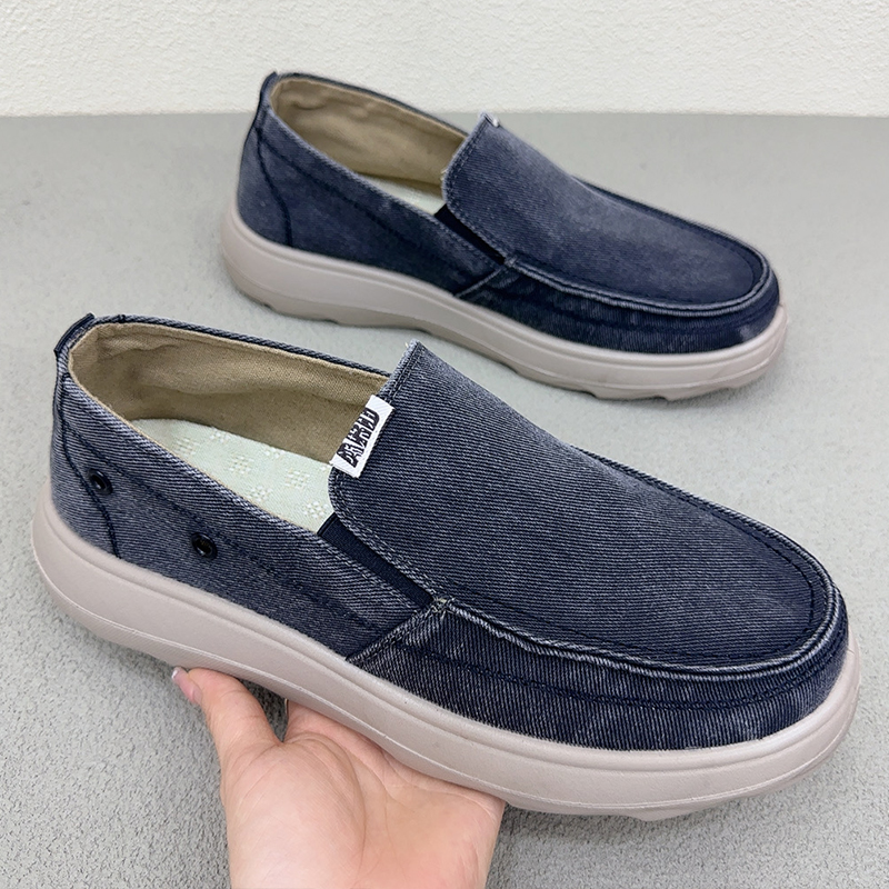 老北京布鞋男秋季新款厚底舒适开车鞋一脚蹬休闲鞋软底防滑爸爸鞋