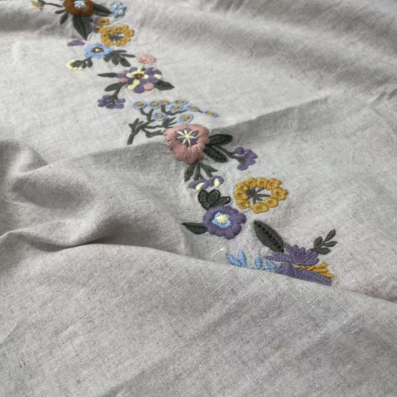 [漫步花庭]11支高档汉麻雨露刺绣床单干爽透气三件套