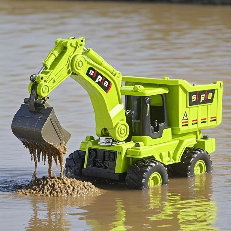 合金挖机二合一工程车转向惯性运输车翻斗车挖斗合金塑胶车厢袋装