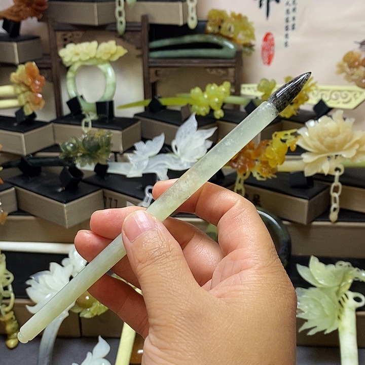 蛇纹石玉合金发饰