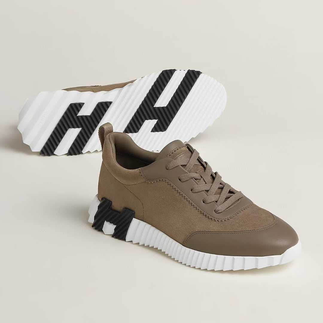 未使用 Hermes/爱马仕 25新款Bouncing系列大象灰侧边H休闲运动鞋