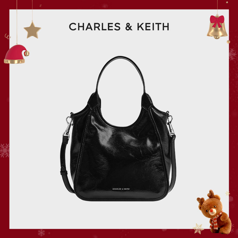 CHARLES & KEITH【琥珀风】25秋新款植绒简约手提托特包30782659-1