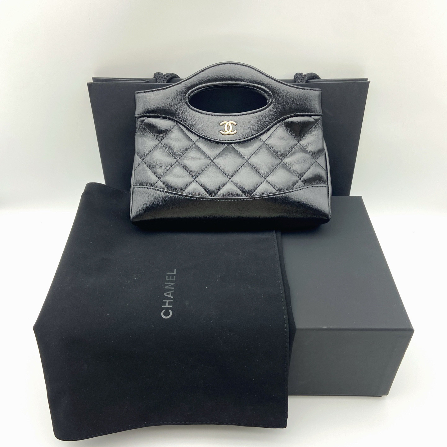 未使用 Chanel/香奈儿 31bag nano黑色链条包大全套