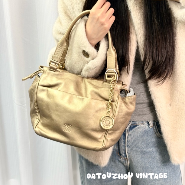 95新 LOEWE/罗意威 金色云朵手提单肩包 ala