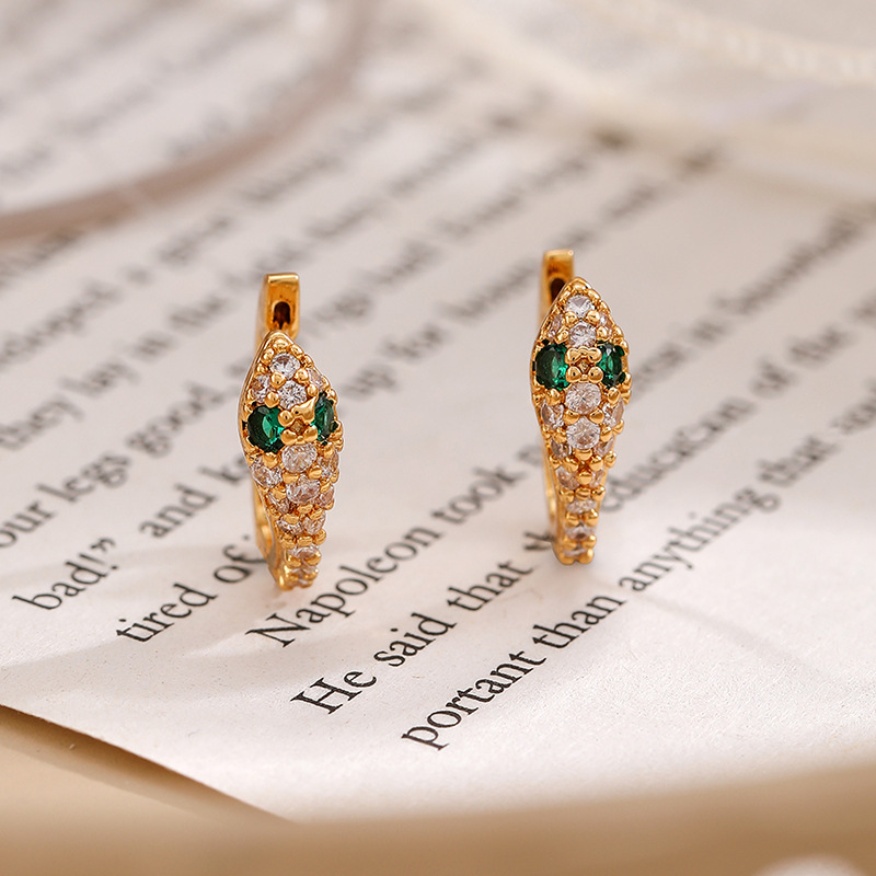 4855#本命灵蛇#欧美时尚精致石蛇年耳环耳扣