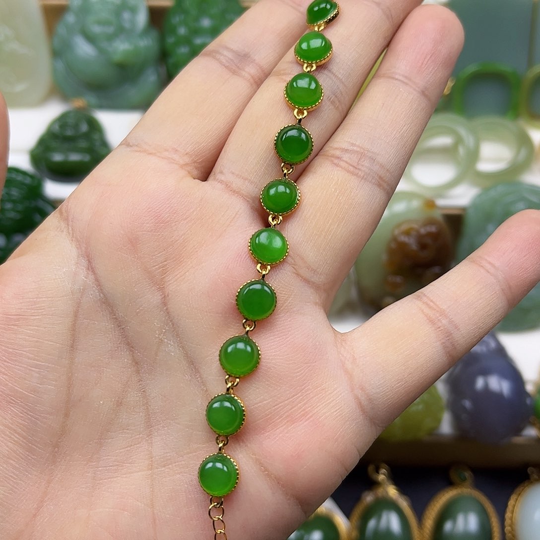 和田玉银S925镶嵌手链