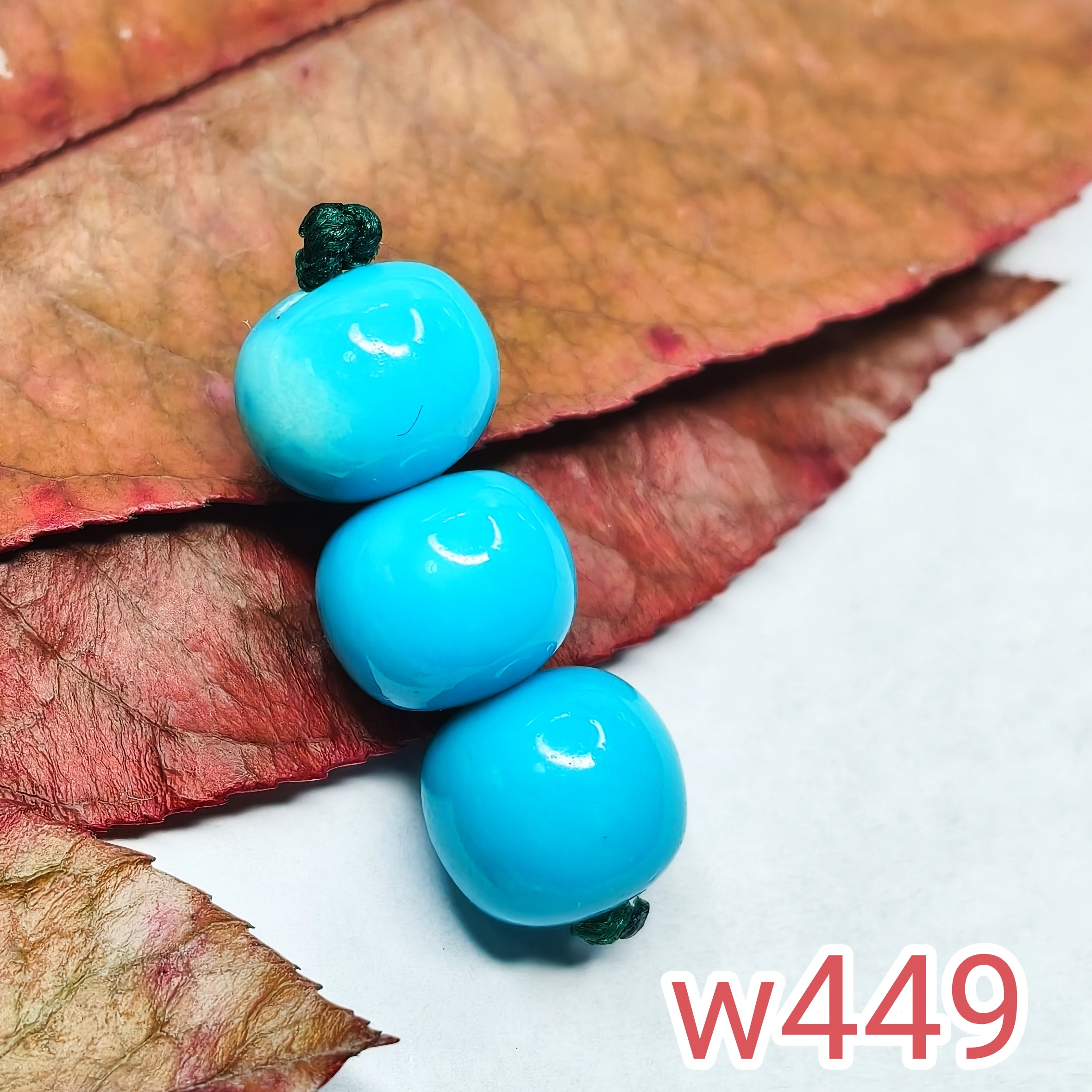 w449睡美人老型圆珠高瓷深蓝绿松石美松卡8+