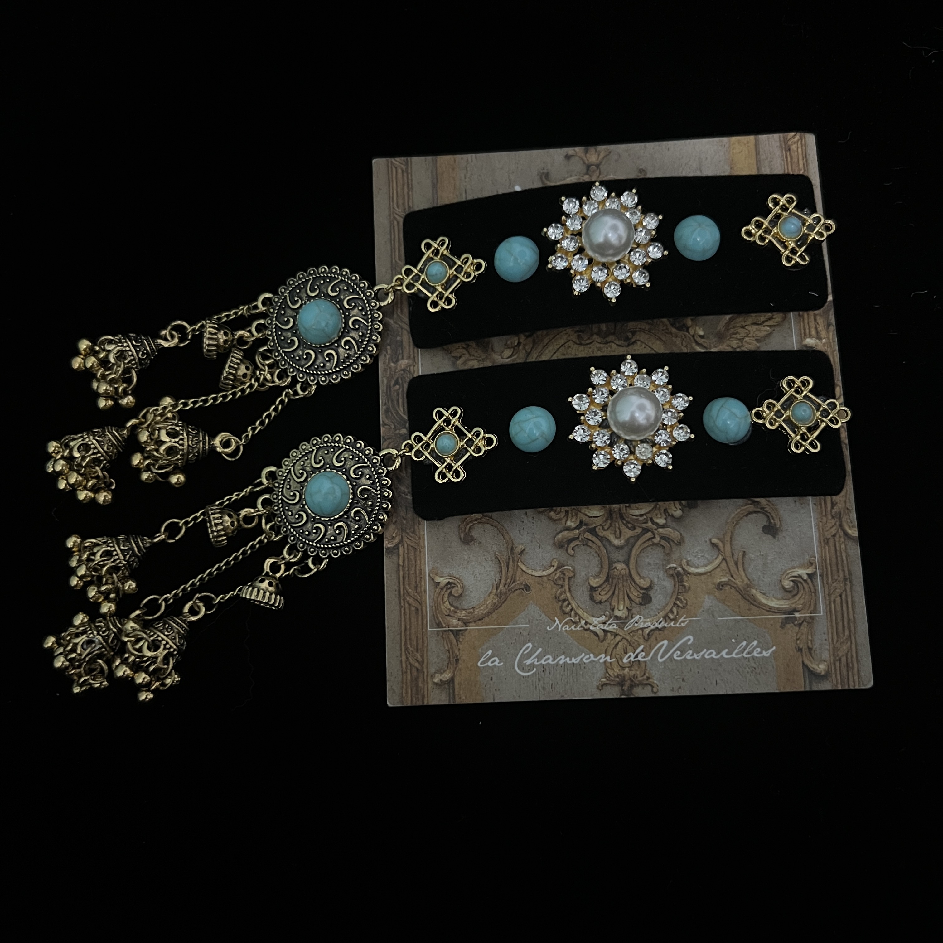 【民族风发夹2】手工气质时尚发卡国风宫廷风古典复古风经典蓝色