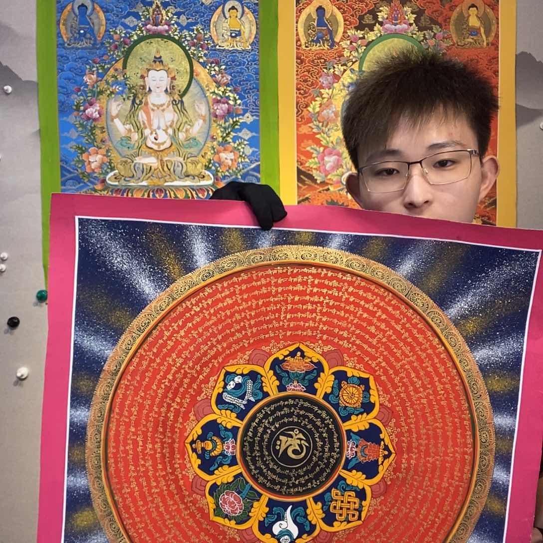 卷轴画纯手绘六字真言唐卡50