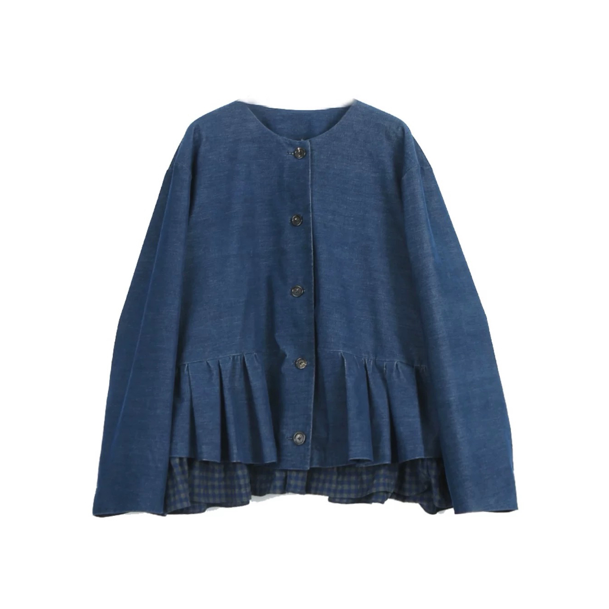 Asyus设计师品牌25秋冬新款 荷叶边复古牛仔夹克外套腰间收褶外套