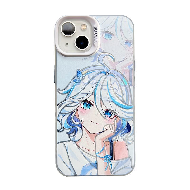 二次元芙宁娜风格适用于苹果17/16/15手机壳彩银设计防摔硬壳