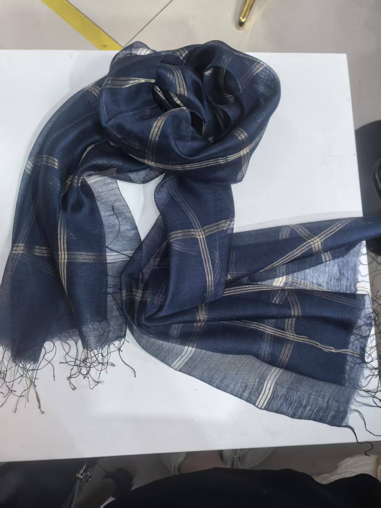 C169  丈青色 桑蚕丝羊毛围巾丝巾披肩通用70*180 V