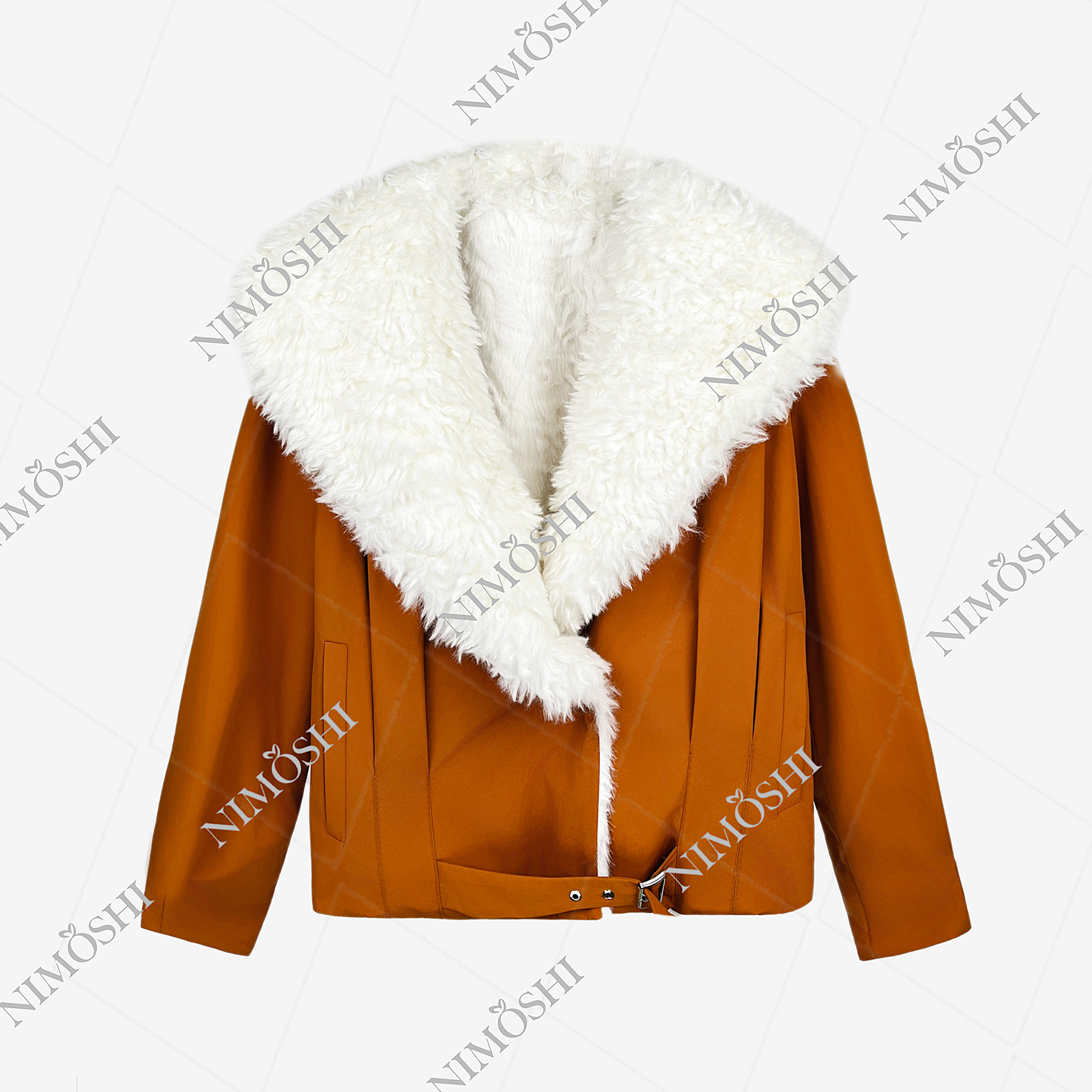 【妮妮】秋冬新款毛领翻领仿皮草外套夹克女小个子Z0005