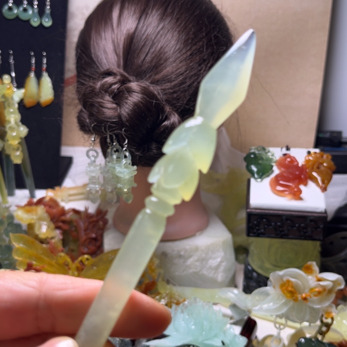 【闪购商品】合金蛇纹石玉发饰
