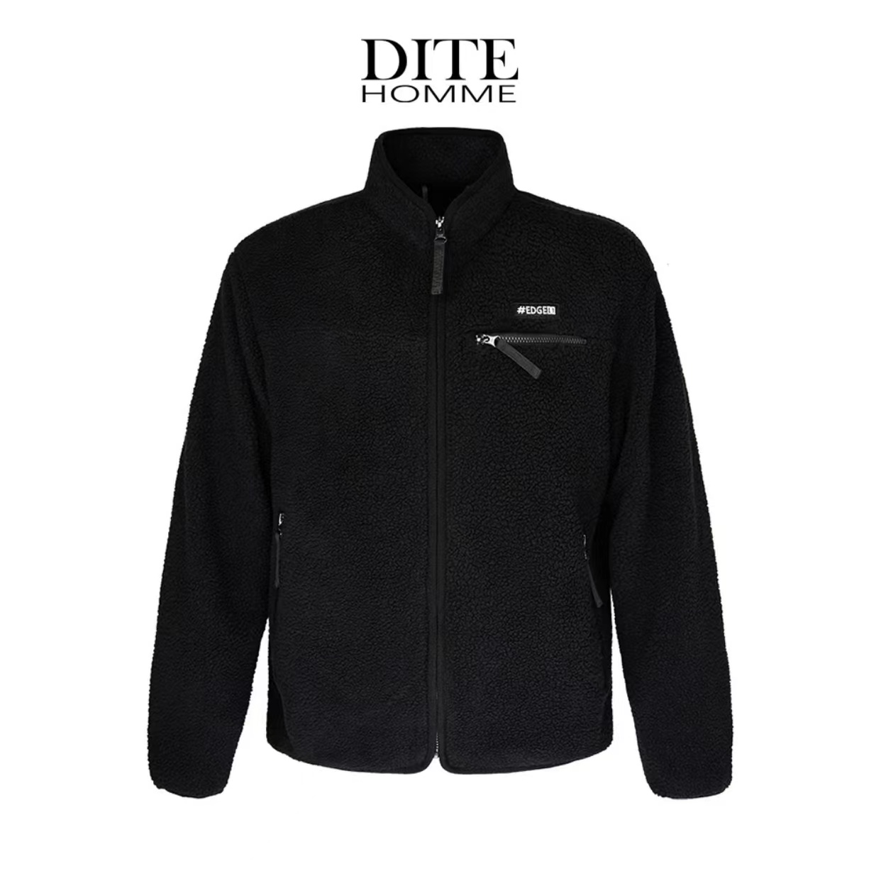 Dite迪特男士秋冬新款户外抓绒夹克时尚立领拉链保暖运动外套