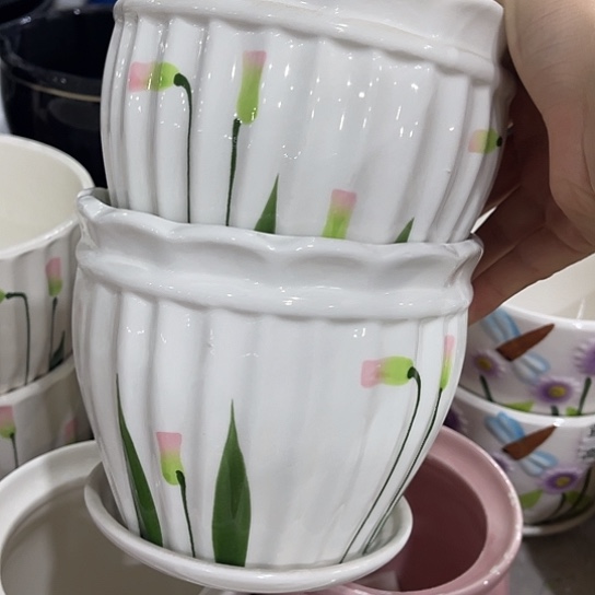 多肉绿植陶瓷花盆9.9包邮，有孔