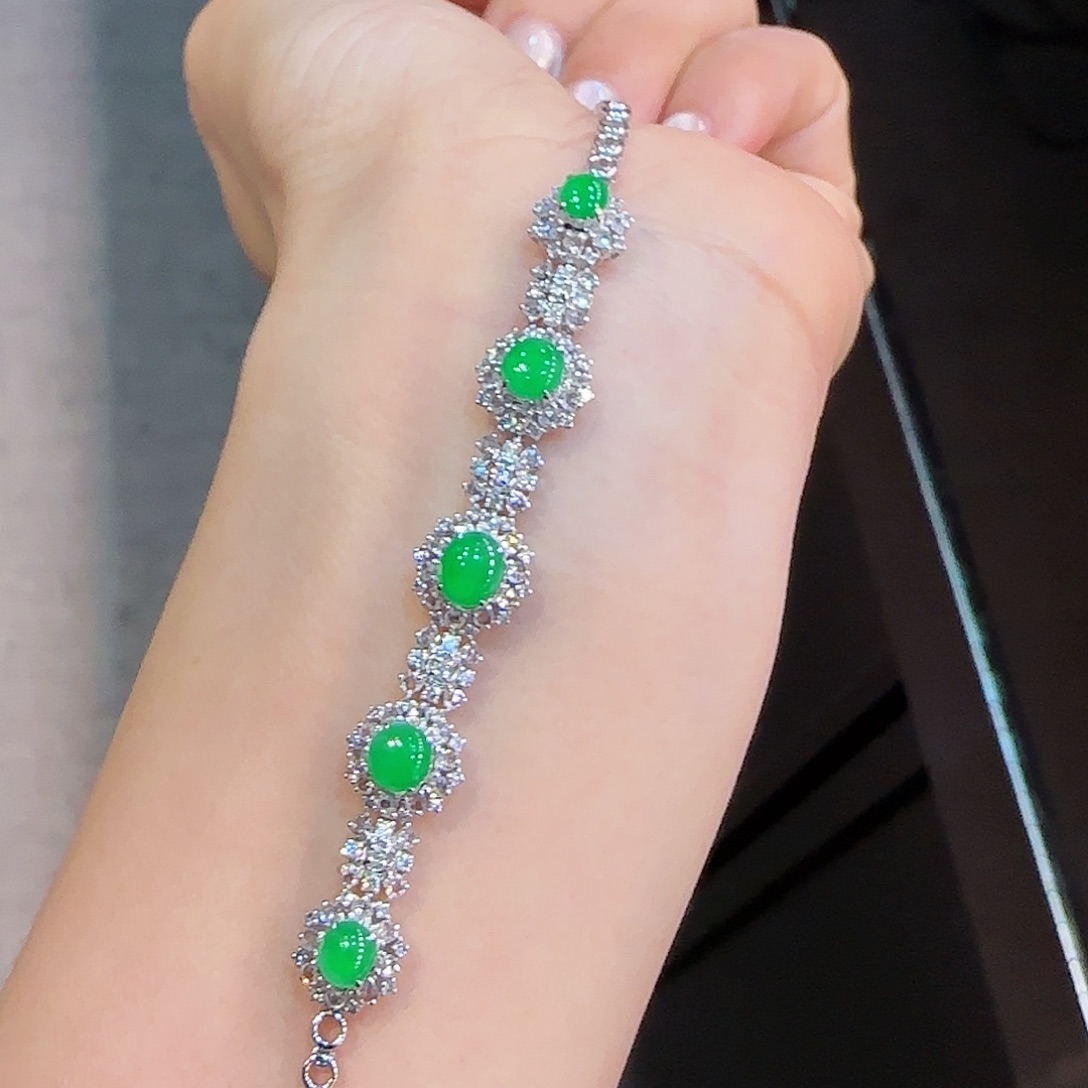 翡翠手链18K金镶嵌手链